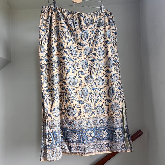 Vintage Y2K floral‎ boho maxi skirt size 22-24 100% cotton earthy block print - Picture 1 of 9